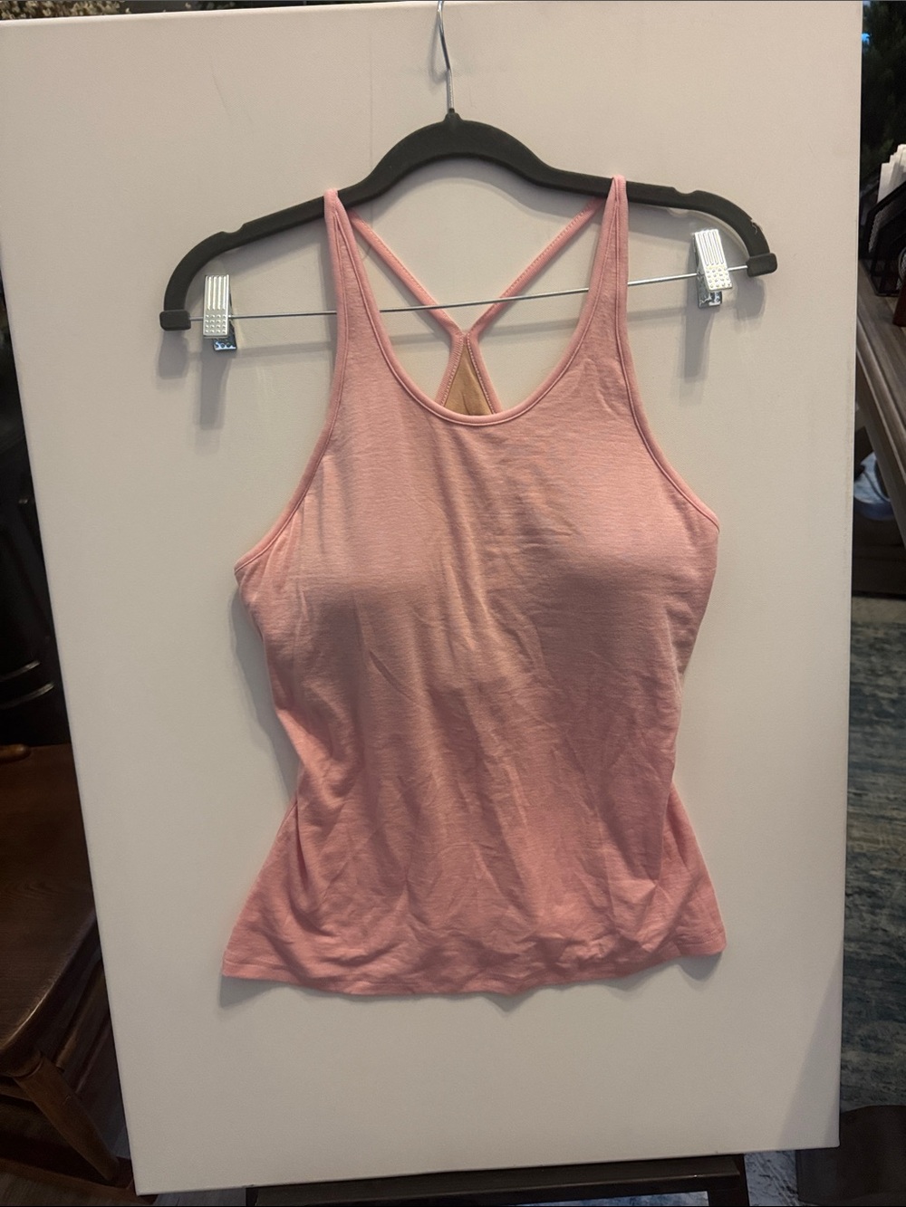 Women's Pink Strappy Tank Top OGL With Built in Bra Size Large